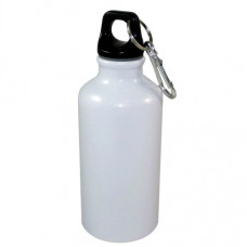 Фляжка алюминиевая с крышкой для питья (белая) с изображением на заказ